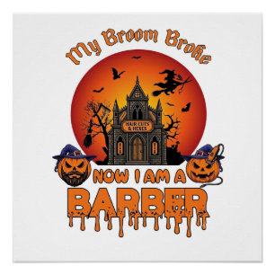 Kappersbezem Gebroken Halloween Pompoen Kniptang H Perfect Poster