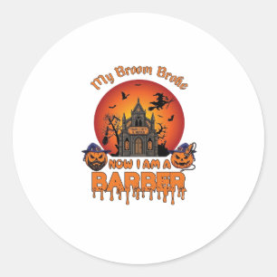 Kappersbezem Gebroken Halloween Pompoen Kniptang H Ronde Sticker
