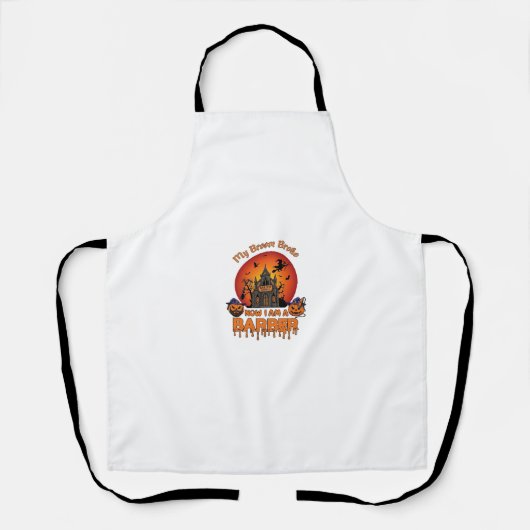 Kappersbezem Gebroken Halloween Pompoen Kniptang H Schort (Voorkant)