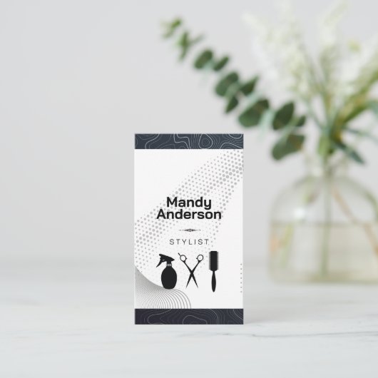 Kappersgereedschap | QR-code | Modern Visitekaartje (Staand voorkant)