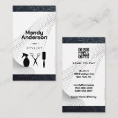Kappersgereedschap | QR-code | Modern Visitekaartje (Voorkant / Achterkant)