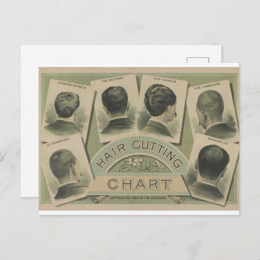  kappershaar snijgrafiek 1884 briefkaart (Voorkant / Achterkant)