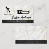 kappersschaar | marmerhout visitekaartje (Voorkant / Achterkant)