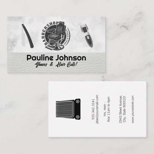 kappersstoel | Haren knipgereedschap Visitekaartje (Voorkant / Achterkant)