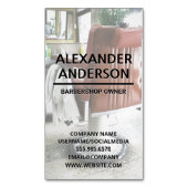 kappersstoel magnetisch visitekaartje (Voorkant Verticaal)