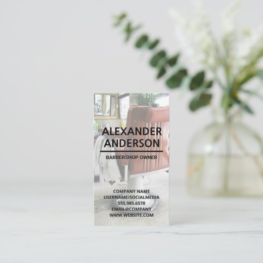 kappersstoel visitekaartje (Staand voorkant)