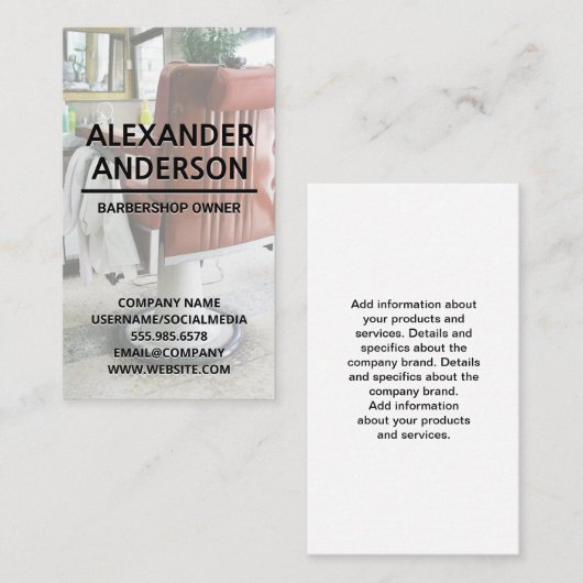 kappersstoel visitekaartje (Voorkant / Achterkant)