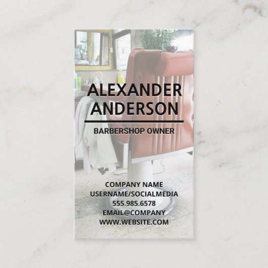 kappersstoel visitekaartje (Voorkant)