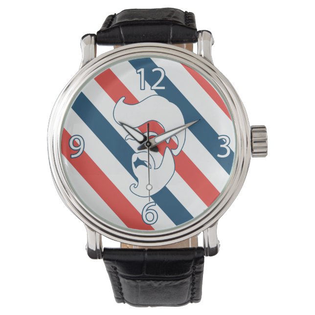 Kapperszaak Baardige Man Horloge (Voorkant)