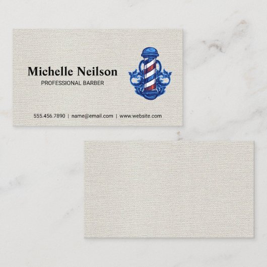 kapperszaak | Barber Pole Logo Visitekaartje (Voorkant / Achterkant)