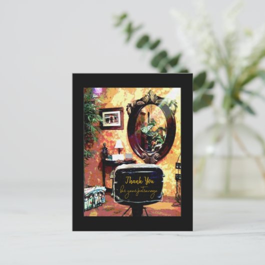 Kapperszaak Bedankt voor uw patronage Briefkaart (Staand voorkant)