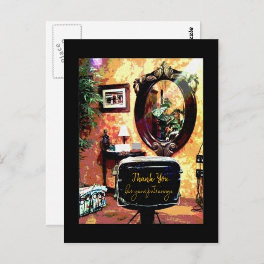 Kapperszaak Bedankt voor uw patronage Briefkaart (Voorkant / Achterkant)