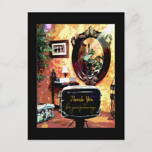 Kapperszaak Bedankt voor uw patronage Briefkaart (Voorkant)