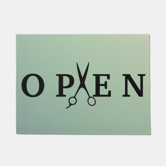 Kapperszaak Black Scissor Open Welkom Deurmat (Voorkant)