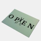 Kapperszaak Black Scissor Open Welkom Deurmat (Schuin)