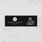 Kapperszaak Emerald Alligator Qr Code Sociale Icon Mini Visitekaartje (Voorkant)