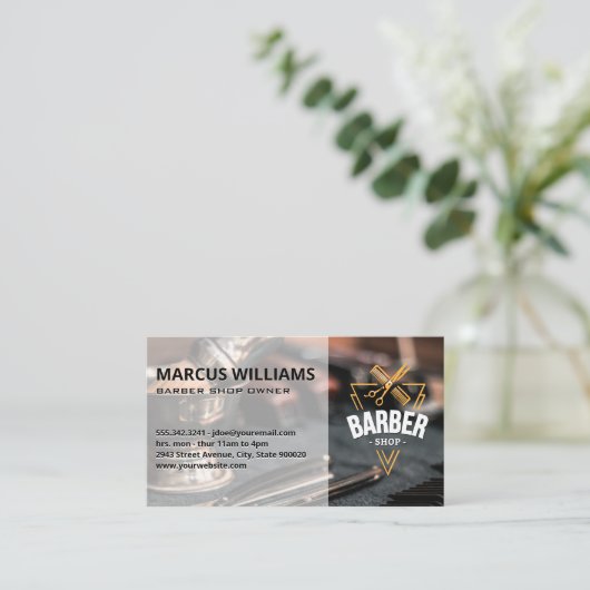 Kapperszaak Gereedschap | Werkstation Visitekaartje (Staand voorkant)