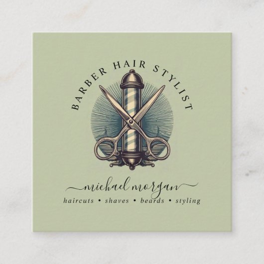  kapperszaak Haarstylist Barber Vierkante Visitekaartje (Voorkant)