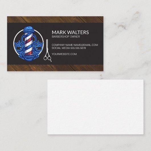 kapperszaak | kapstok | houtversiering visitekaartje (Voorkant / Achterkant)