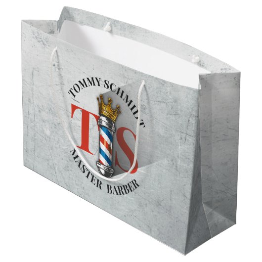 Kapperszaak King Crown Barber Pole Kapsalon Groot Cadeauzakje (Achterkant Gekanteld)