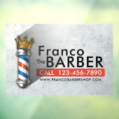 Kapperszaak King Crown Barber Pole Kapsalon Raamsticker (Vel 3)