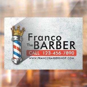 Kapperszaak King Crown Barber Pole Kapsalon Raamsticker