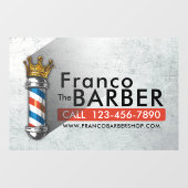Kapperszaak King Crown Barber Pole Kapsalon Raamsticker (Vel)