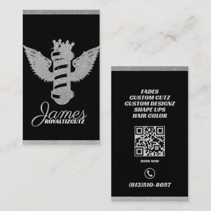 Kapperszaak Kroon Vleugels Glitterend Logo Profess Visitekaartje