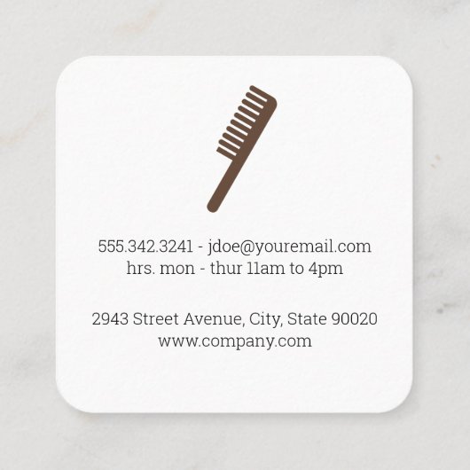 kapperszaak | Leer | Scheren en knippen Vierkante Visitekaartje (Achterkant)