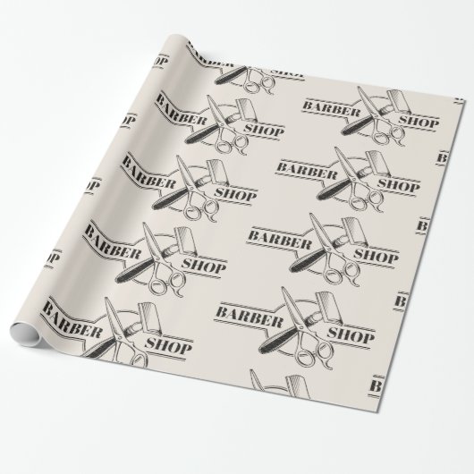 Kapperszaak leerlook cadeaupapier (Uitgerold)