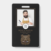 Kapperszaak Modern Bronzen Beer Kapper Staf Badge (Voorzijde)