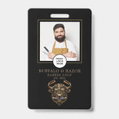 Kapperszaak Modern Bronzen Buffalo Kapper Personee Badge (Voorzijde)