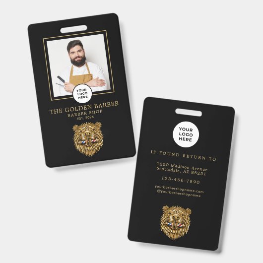 Kapperszaak Modern Gouden Bever Kapperstaf Badge (Voor- en achterkant)