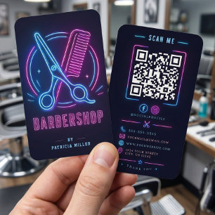 Kapperszaak Modern Neon Scharen Aangepast Visitekaartje