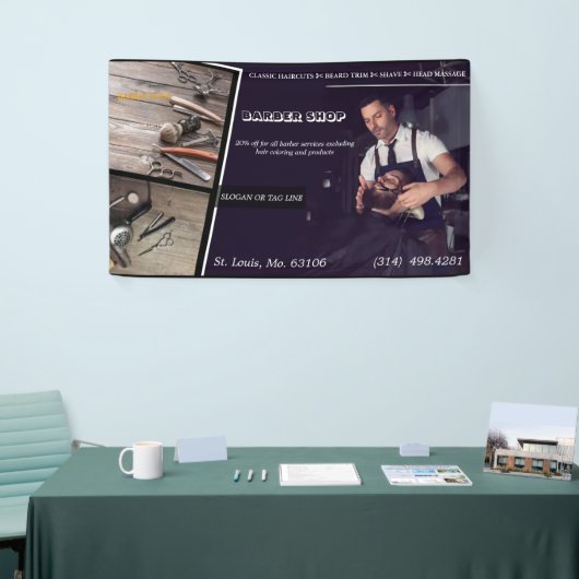 kapperszaak moderne knipbeurt schaar kapper spandoek (Beurs)