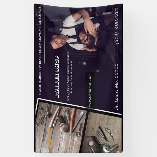 kapperszaak moderne knipbeurt schaar kapper spandoek (Verticaal)