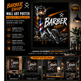 Kapperszaak Muurkunst Poster