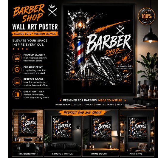 Kapperszaak Muurkunst Poster