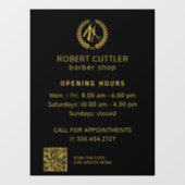 Kapperszaak openingstijden goud zwart logo QR CODE Raamsticker (Vel)