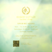 Kapperszaak openingstijden gouden logo QR CODE Raamsticker (Vel 3)