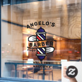 Kapperszaak Personaliseer Aanpasbare Kapper Paal Raamsticker (Cafe Raam)