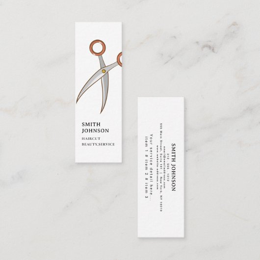 Kapperszaak professionele kapper kam modern mini visitekaartje (Voorkant / Achterkant)
