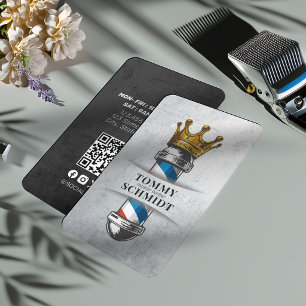 Kapperszaak Royal Crown Barber Pole QR-code Visitekaartje