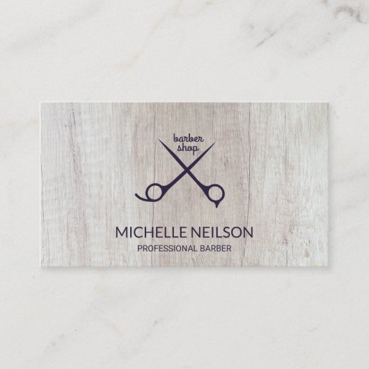 kapperszaak | schaar | Hout Visitekaartje (Voorkant)