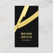 Kapperszaak Zwart en Gouden Scheermes QR-code Visitekaartje (Voorkant)