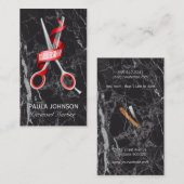 Kapperszaak | Zwart Marmeren Zakelijke Visitekaart Visitekaartje (Voorkant / Achterkant)