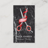 Kapperszaak | Zwart Marmeren Zakelijke Visitekaart Visitekaartje (Voorkant)