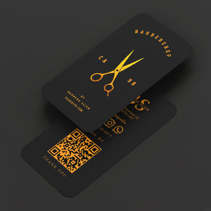 Kapperszaak Zwart Oranje Schaar Kapper Visitekaartje