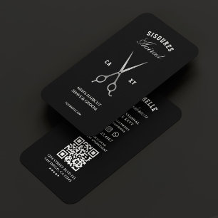 kapperszaak zwart zilveren schaar kapperselegant visitekaartje
