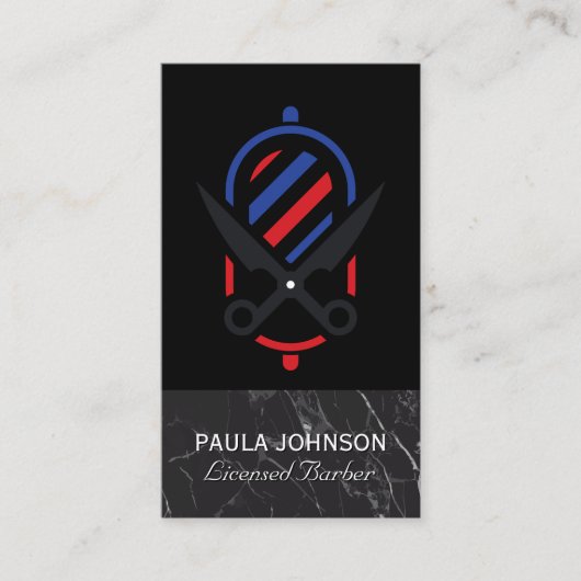 Kapperszaak | Zwarte Marmer | Scharen Visitekaartje (Voorkant)